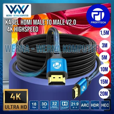 Jual KABEL HDMI MALE TO MALE V2 0 4Kx2K UHD HIGHSPEED PROFFTECH 15 20