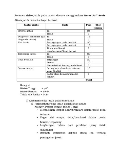 Asesmen Risiko Jatuh Pada Pasien Dewasa Menggunakan Morse Fall Scale