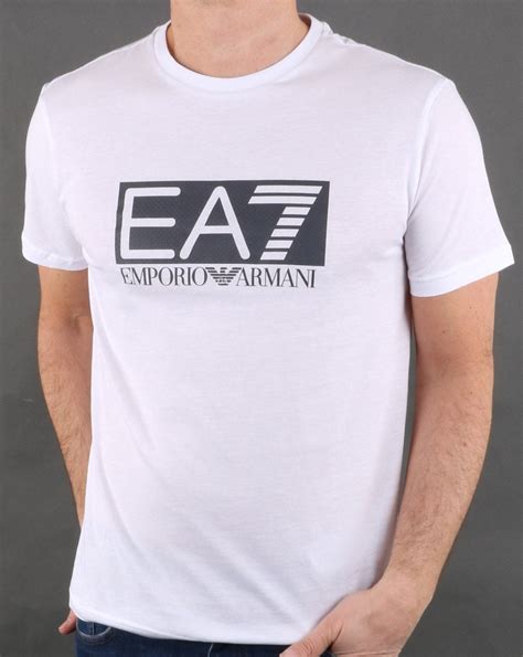 Ea7 Box Logo T Shirt In White 80s Casual Classics