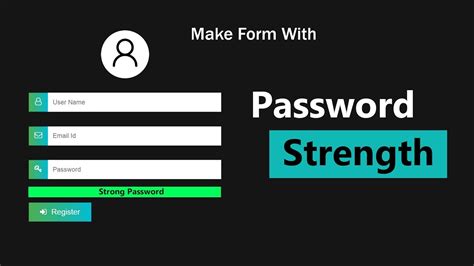 How To Create Form With Password Strength Using Html Css And Jquery Youtube