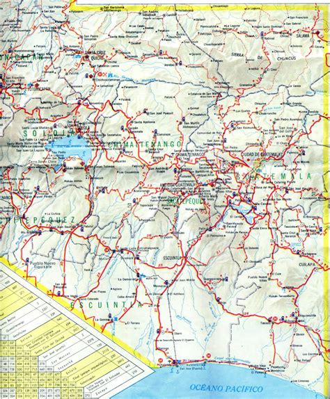 Large Detailed South Central Guatemala Road Map Guatemala North