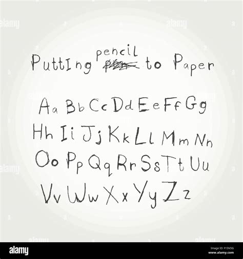 Hand Drawn Vector Alphabet Text Handwriting Style Vector Illustration