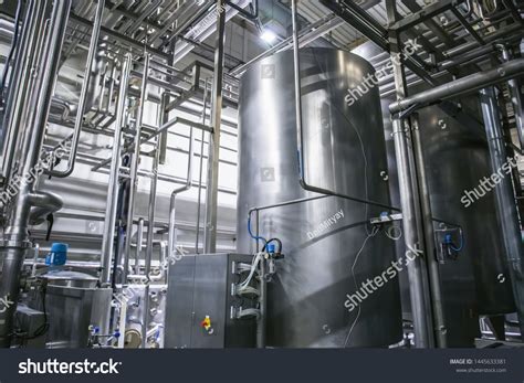 Stainless Steel Brewing Equipment Iron Reservoirs Stock Photo