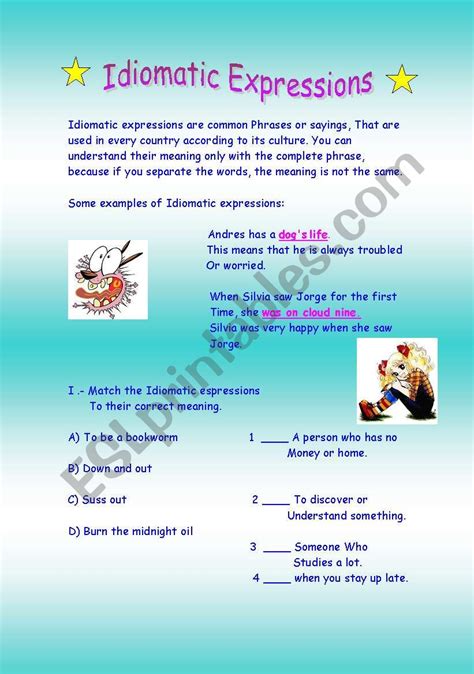 Idiomatic Expressions Esl Worksheet By Pilar Cm