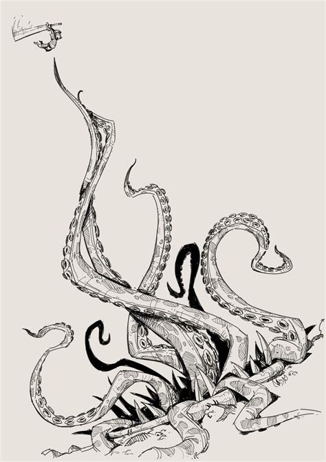 ArtStation Daily Sketch Tentacle Fight George Brad Tentacle Art