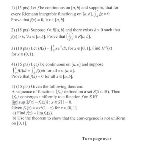 Solved Let F Be Continuous On A B And Suppose That For