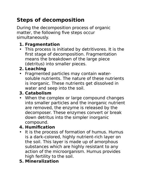 Bio 7 Notes Steps Of Decomposition During The Decomposition Process