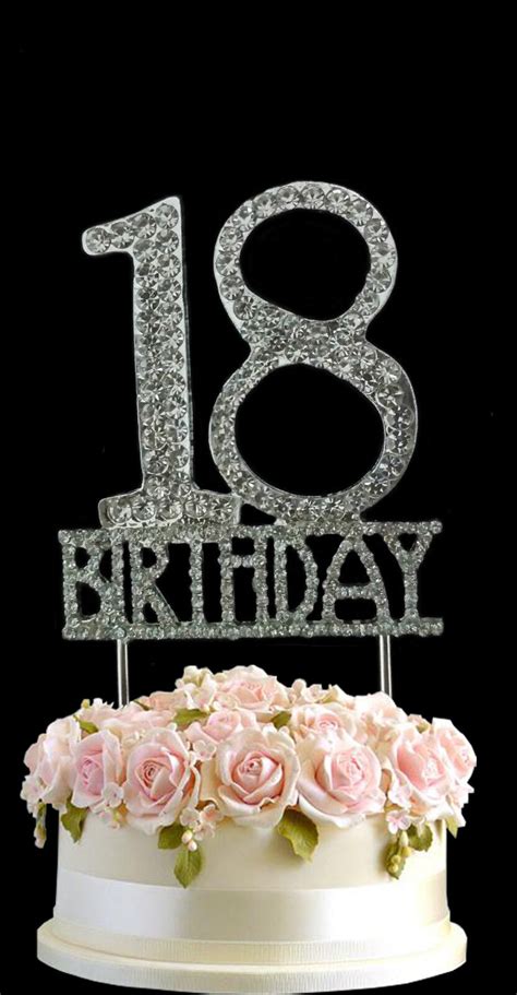 Crystal Monogran Happy 18TH Birthday Cake Topper Rhinestone Diamante