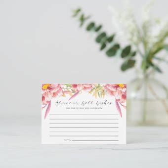 Pink Floral Advise Or Well Wishes Bridal Shower Advice Card Zazzle