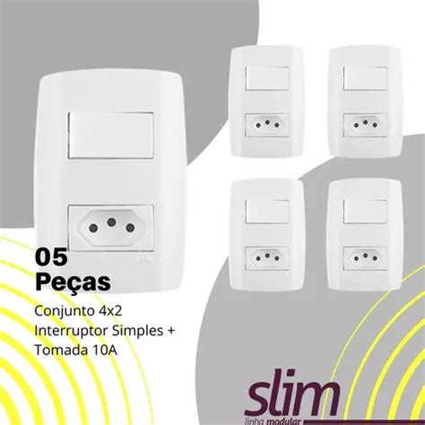 Kit Conjuntos Tomadas A Interruptor Simples Slim Ilumi