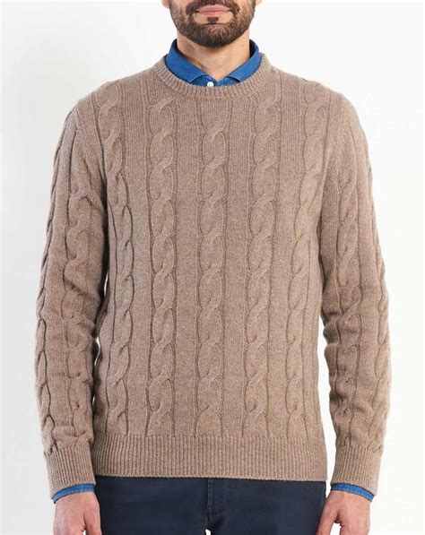 Men S Cashmere Cable Knit Crew Neck Maisoncashmere