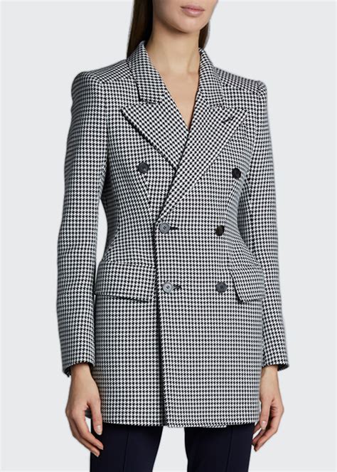 Balenciaga Houndstooth Wool Hourglass Blazer ShopStyle