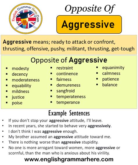 Opposite Of Aggressive, Antonyms of Aggressive, Meaning and Example Sentences - English Grammar Here