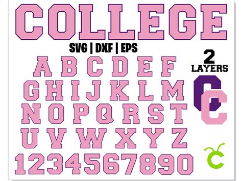 Classic College font alphabet SVG 2 layers pink | Sport font - Inspire Uplift