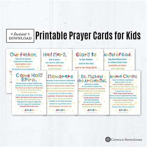 Basic Catholic Prayers For Kids Printable Prayer Cards Catholic