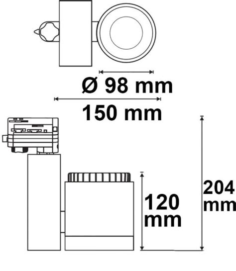 ISOLED 3 PH Schienen Strahler Fokussierbar 30W 30 50 Schwarz Matt