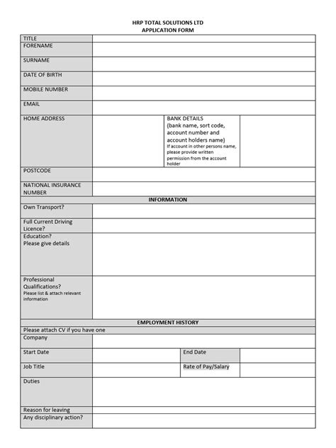 candidate application form