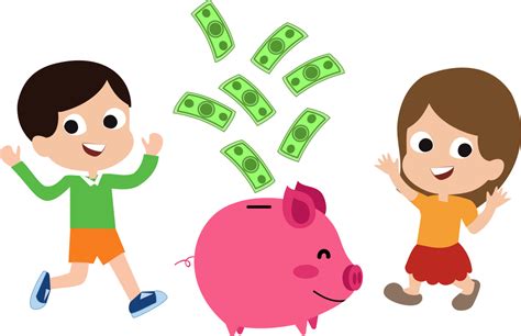 Illustration Of Children Saving Money In A Piggy Bank Cartoon