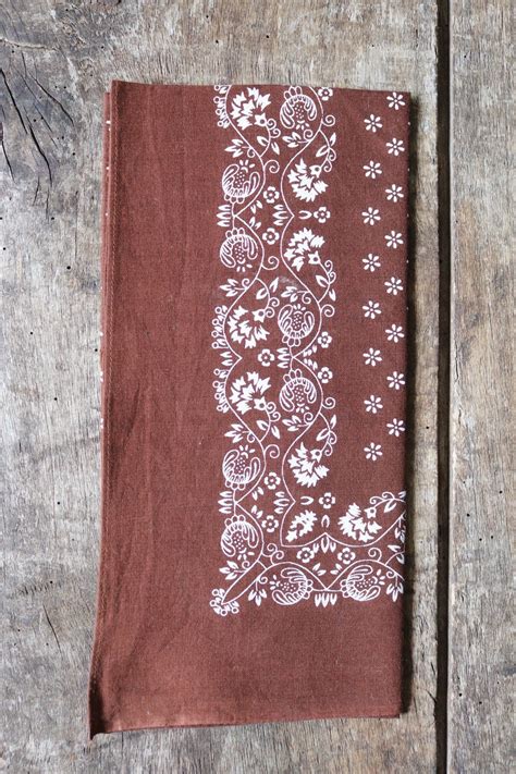 Vintage Chocolate Brown Floral Bandana Pocket Square Neckerchief X