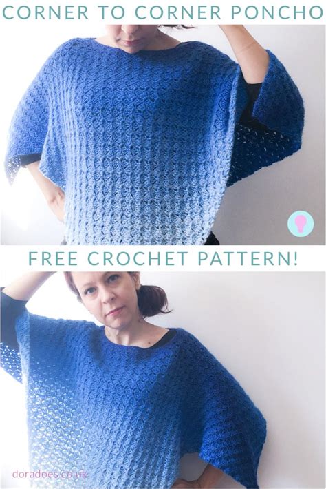 The C C Block Rockin Poncho Free Crochet Pattern Dora Does