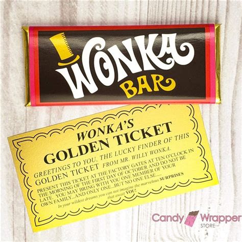 Wonka Bar Candy Wrapper and Golden Tickets | Candy Wrapper Store ...