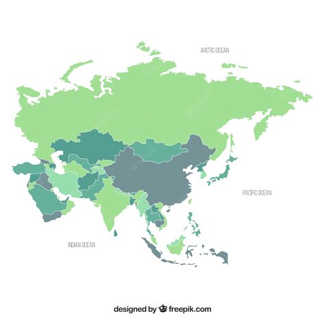 Premium Vector | Map of asia in flat style