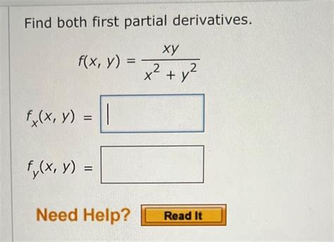 Solved Find Both First Partial Derivatives F X Y X2 Y2xy Chegg