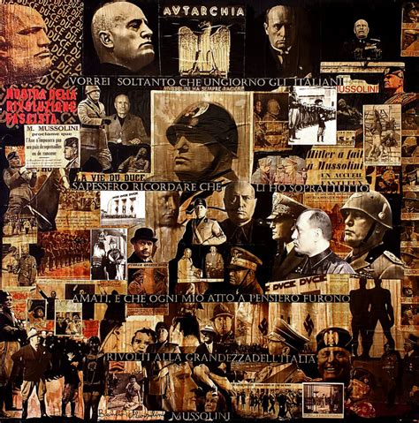 IL DUCE A Collage On Canvas Made From Original 1930 Clippings Of