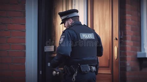 Police Knocks On Door Policeman Opening Door Close Up Generative AI