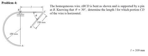 Solved Problem The Homogeneous Wire Abcd Is Bent As Shown Chegg