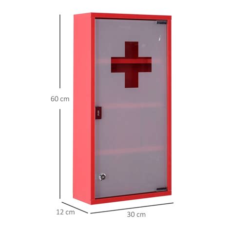 Homcom Dulap Trusa Prim Ajutor Pentru Medicamente Rosu 60x30x12cm