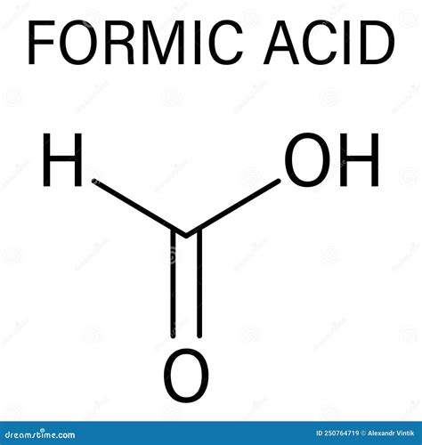 Formic Acid Molecule Present In Ant Venom And In Stinging Nettle Skeletal Formula Stock Vector