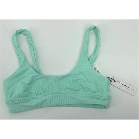 Vitamin A Swim Vitamin A Top Bikini Bra Sienna Mint Ribbed Sz Xs