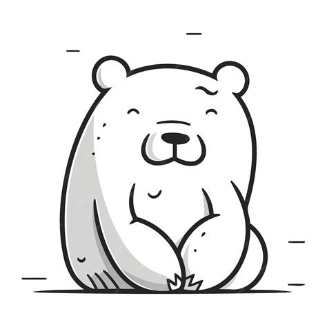 Premium Vector Polar Bear Sitting On The Ground Cute Cartoon Vector