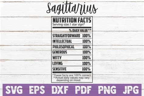 Sagittarius Nutrition Facts Graphic By Mintymarshmallows · Creative Fabrica