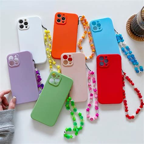 Buy Chain Beads Pendant Hand Strap Hang Phone Charm Case For Iphone 13