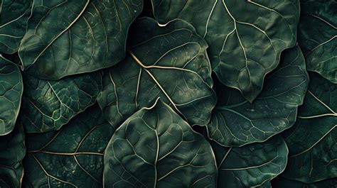 Premium Photo Dark Green Leaves With Intricate Veins The Leaves Are