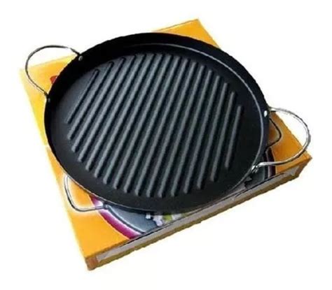 Plancha Sarten Bifera Churrasquera Grill Antiadherente 29cm Color Gris