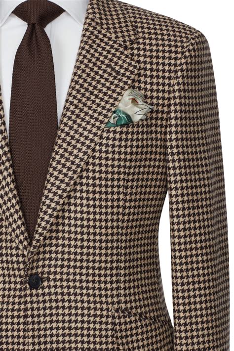 Single Breasted Beige Houndstooth Sports Coat Richard Anderson