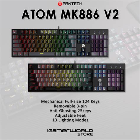 Jual Fantech Atom Mk886 V2 Rgb Mechanical Gaming Keyboard Shopee