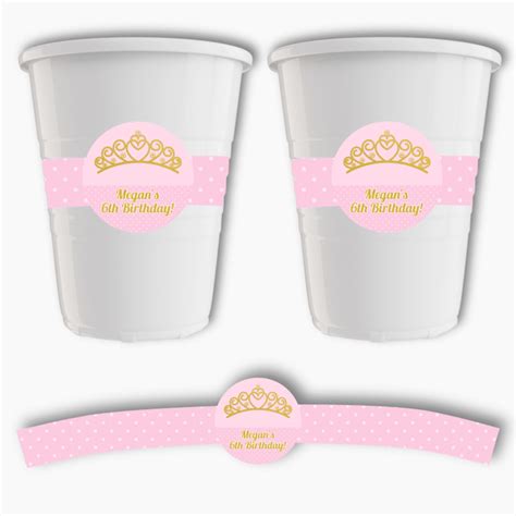 Princess Tiaras Party Plastic Cup Stickers Katie J Design And Events