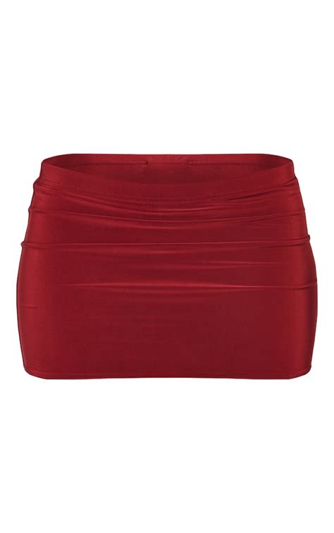 Cherry Red Slinky Basic Low Rise Micro Mini Skirt Prettylittlething