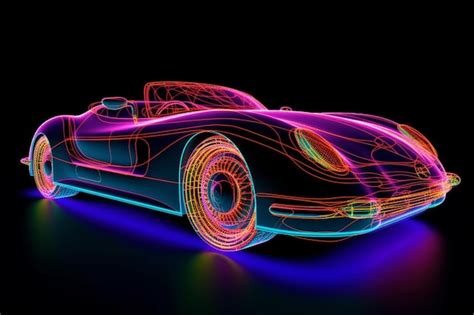 Premium AI Image | A colorful neon painting of a car neon car with neon ...