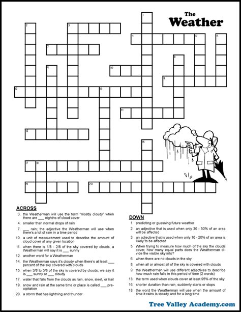 Printable Weather Forecast Crossword Puzzle Crossword Puzzles