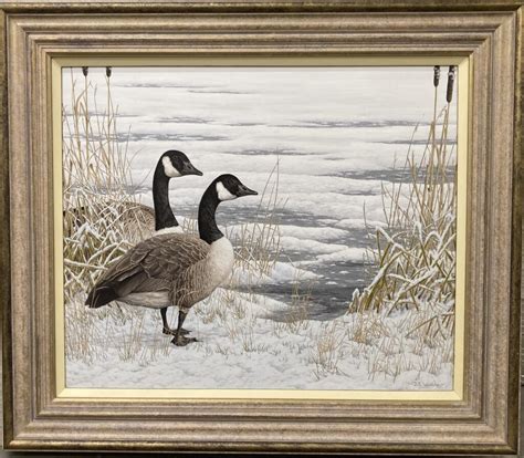 Tudor Galleries Canada Geese Snow Bound Showing The Frame