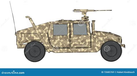 Humvee Military Vehicle With Heavy Machine Gun Cartoon Vector