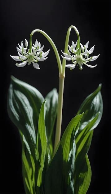 Premium Photo Wild Garlic Flower On An Isolated Black Background