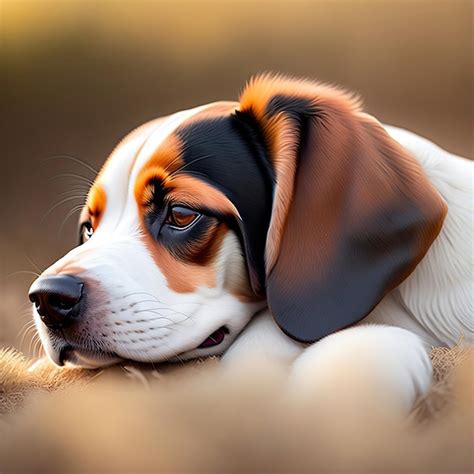 Premium AI Image | Portrait of a sleeping beagle puppy closeup Beagle dog