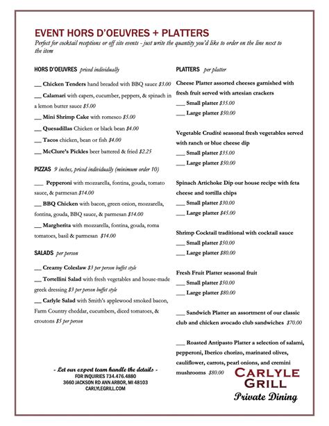 Private Dining Menus — Carlyle Grill