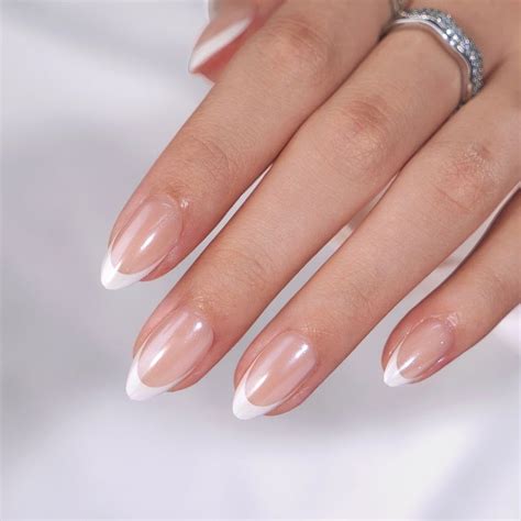 Classic Pearlescent Almond Nails Press On Nails Simple Nails Gel